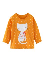 Little maven baby girls T-shirt long sleeve cotton soft autumn clothes lovely flower and fox for baby girls kids 2 to 7 years