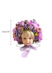 Newborn Photography Props Baby Handmade Flowers Colorful Bonnet Hat Infant Studio Shooting Photo Props Posing Accessories