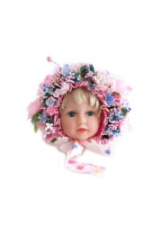 Newborn Photography Props Baby Handmade Flowers Colorful Bonnet Hat Infant Studio Shooting Photo Props Posing Accessories