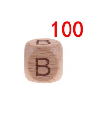 100pcs Baby Teething Beads 12mm Letter Beech Beads Pacifier Chain Letters Wooden Pacifier Toys Personalized Newborn Gifts