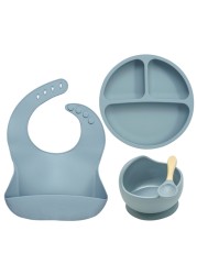 2021 new design silicone baby products tableware feeding waterproof bibs newborn flatware bowl spoon baby accessories