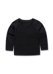 Boys Girls Full Sleeve T-Shirt Plain Cotton T-Shirt For Kids Casual Wear Kids Solid Tees Girls Tops For 2-14 Years