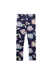 2022 Cotton Unicorn Print Children Leggings Children Leggings Breathable Elastic Trousers Spring Girls 2-8 Years Trousers