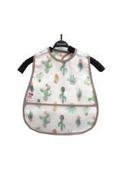 Baby Sleeves Waterproof Bib Cartoon Pattern Lunch Feeding Scarf Soft Cotton Baby Bibs EVA Layer Adjustable Saliva Cloth