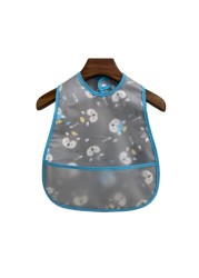 Baby Sleeves Waterproof Bib Cartoon Pattern Lunch Feeding Scarf Soft Cotton Baby Bibs EVA Layer Adjustable Saliva Cloth