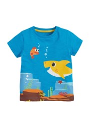 Little maven baby boys summer clothes lovely shark and whale cotton T-shirt baby boy boys kids 2-7 years