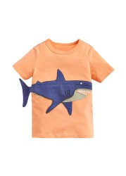 Little maven baby boys summer clothes lovely shark and whale cotton T-shirt baby boy boys kids 2-7 years