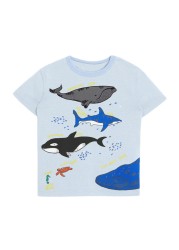 Little maven baby boys summer clothes lovely shark and whale cotton T-shirt baby boy boys kids 2-7 years