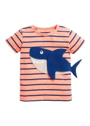 Little maven baby boys summer clothes lovely shark and whale cotton T-shirt baby boy boys kids 2-7 years