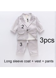 Gentleman Boys Set Jacket Shirt Pants 3 Pieces Suits Fashion Bright Collar Tie Long Sleeve Hot Autumn Clothes K1