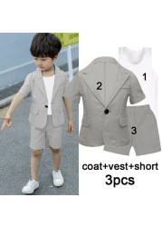 Gentleman Boys Set Jacket Shirt Pants 3 Pieces Suits Fashion Bright Collar Tie Long Sleeve Hot Autumn Clothes K1