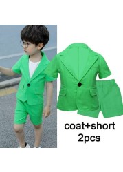 Gentleman Boys Set Jacket Shirt Pants 3 Pieces Suits Fashion Bright Collar Tie Long Sleeve Hot Autumn Clothes K1