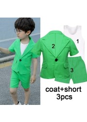 Gentleman Boys Set Jacket Shirt Pants 3 Pieces Suits Fashion Bright Collar Tie Long Sleeve Hot Autumn Clothes K1