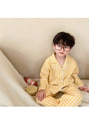 MILANCEL 2021 autumn new children's pajamas plaid home service suit long-sleeved sleepwear