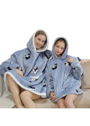 Family Hoodie Oversized Homewear Fleece Warm Sherpa Blanket Girls Thick Sleepwear, If You Need Two Sweatshirt, Please Order Two