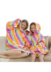 Family Hoodie Oversized Homewear Fleece Warm Sherpa Blanket Girls Thick Sleepwear, If You Need Two Sweatshirt, Please Order Two