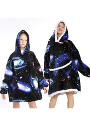 Family Hoodie Oversized Homewear Fleece Warm Sherpa Blanket Girls Thick Sleepwear, If You Need Two Sweatshirt, Please Order Two