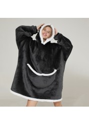 Family Hoodie Oversized Homewear Fleece Warm Sherpa Blanket Girls Thick Sleepwear, If You Need Two Sweatshirt, Please Order Two