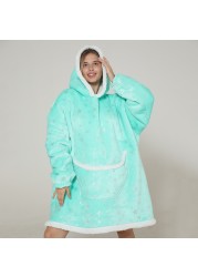 Family Hoodie Oversized Homewear Fleece Warm Sherpa Blanket Girls Thick Sleepwear, If You Need Two Sweatshirt, Please Order Two