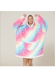 Family Hoodie Oversized Homewear Fleece Warm Sherpa Blanket Girls Thick Sleepwear, If You Need Two Sweatshirt, Please Order Two