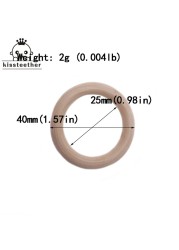 20pcs Wooden Teething Ring Baby Teether 25-98mm DIY Nursing Material Accessories Necklace Making Small Rod Ring