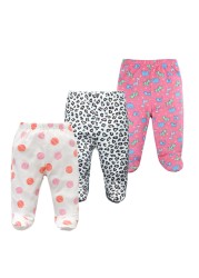 3/4/5pcs/lot Newborn Baby Pants Soft Cotton Cartoon Boys Pants Four Seasons Feet Baby Girls Pants Stripe Baby Trousers 0-12M