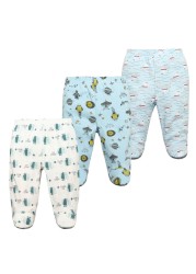 3/4/5pcs/lot Newborn Baby Pants Soft Cotton Cartoon Boys Pants Four Seasons Feet Baby Girls Pants Stripe Baby Trousers 0-12M