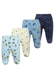 3/4/5pcs/lot Newborn Baby Pants Soft Cotton Cartoon Boys Pants Four Seasons Feet Baby Girls Pants Stripe Baby Trousers 0-12M