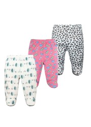 3/4/5pcs/lot Newborn Baby Pants Soft Cotton Cartoon Boys Pants Four Seasons Feet Baby Girls Pants Stripe Baby Trousers 0-12M