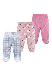 3/4/5pcs/lot Newborn Baby Pants Soft Cotton Cartoon Boys Pants Four Seasons Feet Baby Girls Pants Stripe Baby Trousers 0-12M