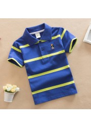 Jargazol T-shirt Children's Clothing Turn-down Collar T-shirt Summer Baby Boys Striped Color Baby Clothes