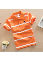 Jargazol T-shirt Children's Clothing Turn-down Collar T-shirt Summer Baby Boys Striped Color Baby Clothes