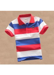 Jargazol T-shirt Children's Clothing Turn-down Collar T-shirt Summer Baby Boys Striped Color Baby Clothes