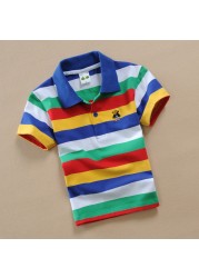 Jargazol T-shirt Children's Clothing Turn-down Collar T-shirt Summer Baby Boys Striped Color Baby Clothes