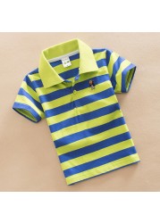 Jargazol T-shirt Children's Clothing Turn-down Collar T-shirt Summer Baby Boys Striped Color Baby Clothes