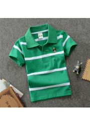 Jargazol T-shirt Children's Clothing Turn-down Collar T-shirt Summer Baby Boys Striped Color Baby Clothes