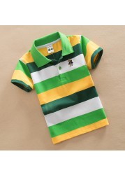 Jargazol T-shirt Children's Clothing Turn-down Collar T-shirt Summer Baby Boys Striped Color Baby Clothes