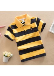 Jargazol T-shirt Children's Clothing Turn-down Collar T-shirt Summer Baby Boys Striped Color Baby Clothes