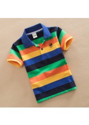 Jargazol T-shirt Children's Clothing Turn-down Collar T-shirt Summer Baby Boys Striped Color Baby Clothes