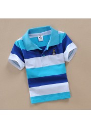 Jargazol T-shirt Children's Clothing Turn-down Collar T-shirt Summer Baby Boys Striped Color Baby Clothes