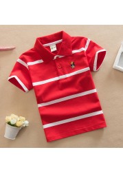 Jargazol T-shirt Children's Clothing Turn-down Collar T-shirt Summer Baby Boys Striped Color Baby Clothes