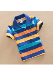 Jargazol T-shirt Children's Clothing Turn-down Collar T-shirt Summer Baby Boys Striped Color Baby Clothes