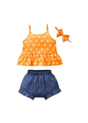 Baby Summer Clothes 0-3Y Baby Kids Baby Girls Clothes Yellow Sunflower Tops T-shirt Floral Bow Pants 3pcs Outfits Set