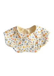 360 Degree Rotation Baby Burp Cloth Flower Shape Feeding Bib Bandana Scarf 5 Layers Pure Cotton Absorbent Saliva Towel