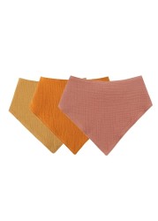 3pcs Baby Gauze Cotton Bibs Newborn Soft Snap Button Triangle Saliva Towel Burp Cloths Feeding Saliva Bib