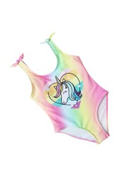 Summer Disney Unicorn Mickey Mouse Cosplay Children's Swimwear For Girls The Little Mermaid Bikini Beach Swimwear Holiday Outfit