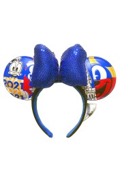 Original Disney Mickey Mouse Earphone Shanghai Disney Big Ears Bows Costume Headband Cosplay Plush Adult/Kids Headband Gift