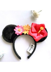 Original Disney Mickey Mouse Earphone Shanghai Disney Big Ears Bows Costume Headband Cosplay Plush Adult/Kids Headband Gift