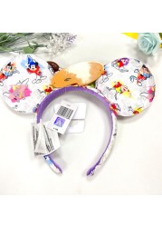 Original Disney Mickey Mouse Earphone Shanghai Disney Big Ears Bows Costume Headband Cosplay Plush Adult/Kids Headband Gift