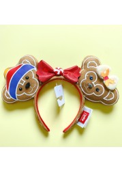 Original Disney Mickey Mouse Earphone Shanghai Disney Big Ears Bows Costume Headband Cosplay Plush Adult/Kids Headband Gift